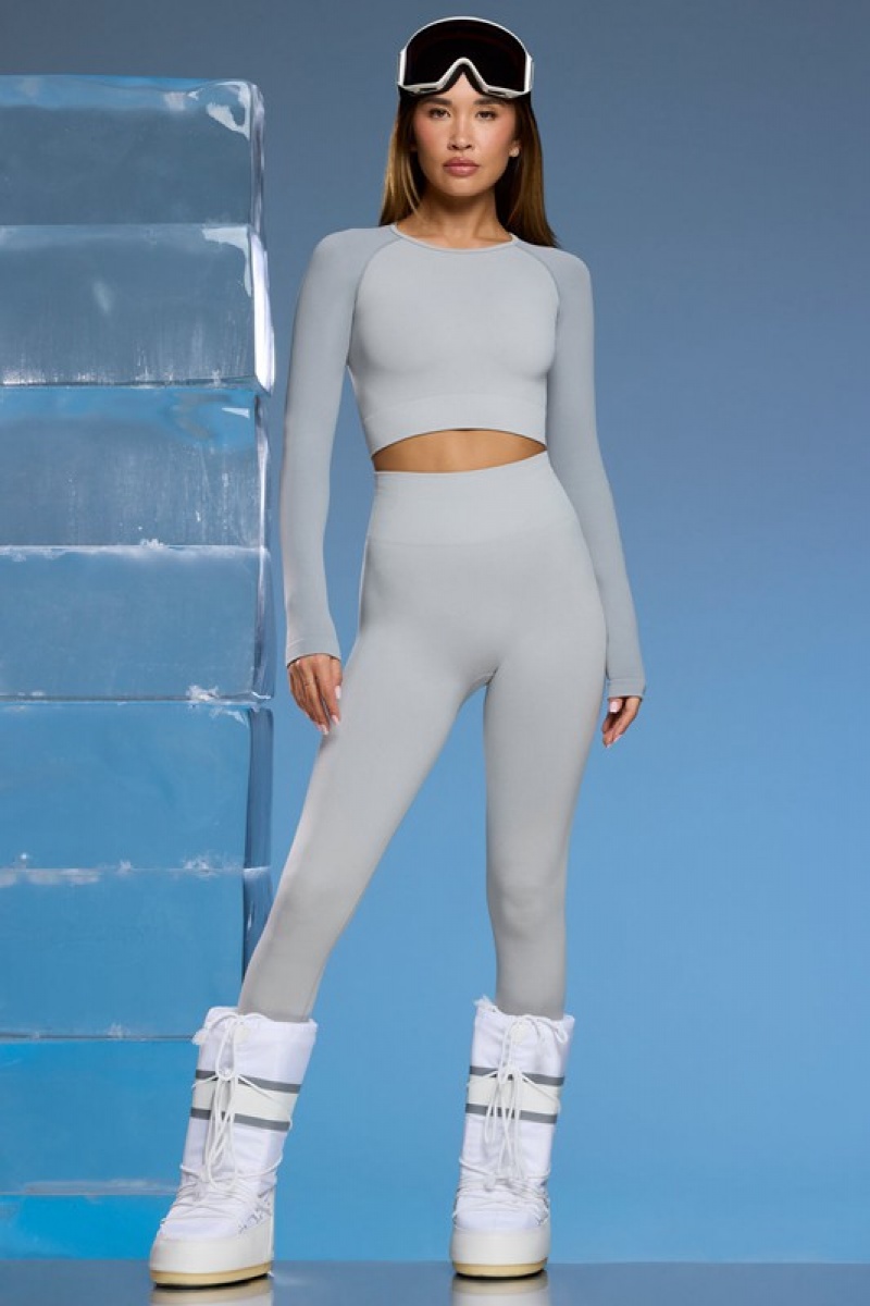 Light Grey Women's Bo And Tee Super Sculpt Base Layer Leggings | 56842-FLRZ