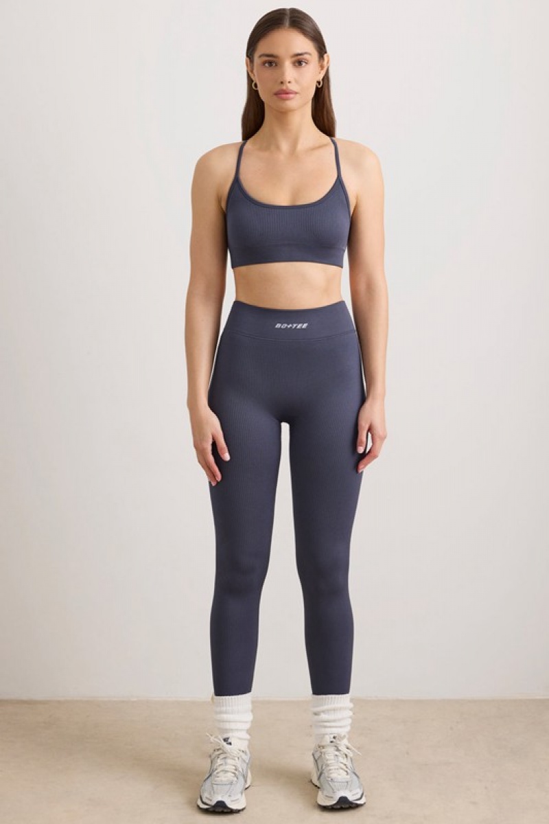 Navy Women's Bo And Tee FlexiRib High Waist Leggings | 38527-GDXF