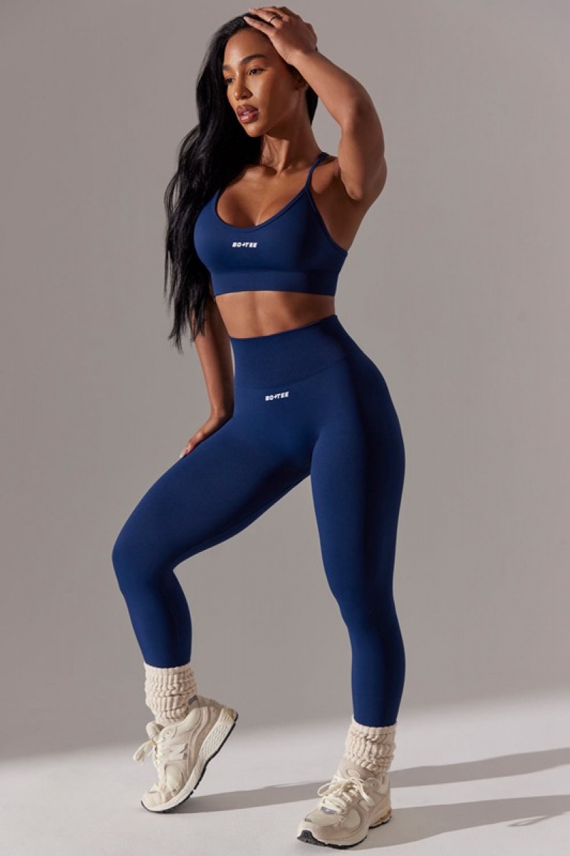 Navy Women's Bo And Tee High Waist Super Sculpt Leggings | 34056-KJWL