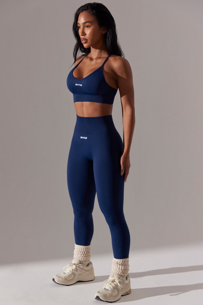 Navy Women's Bo And Tee High Waist Super Sculpt Leggings | 34056-KJWL