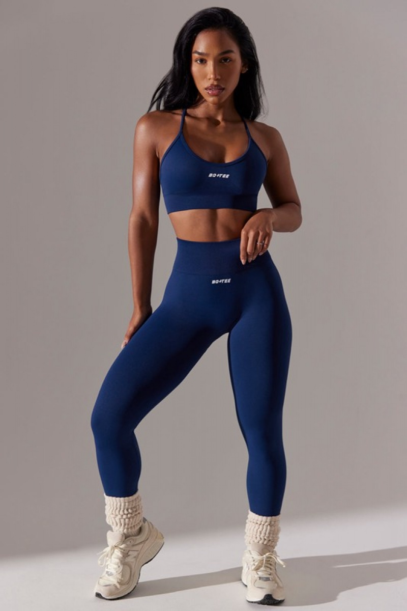 Navy Women's Bo And Tee High Waist Super Sculpt Leggings | 34056-KJWL