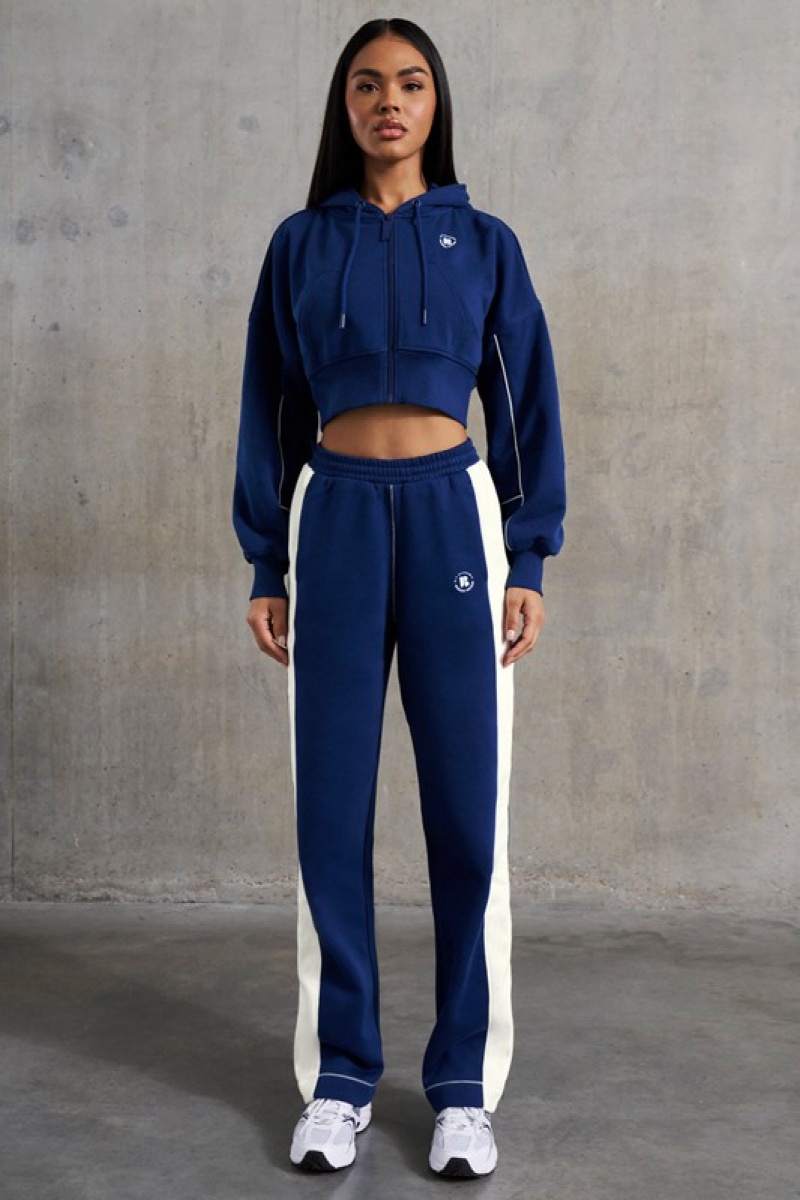 Navy Women's Bo And Tee Wide Leg Sweatpants | 67840-VBUC