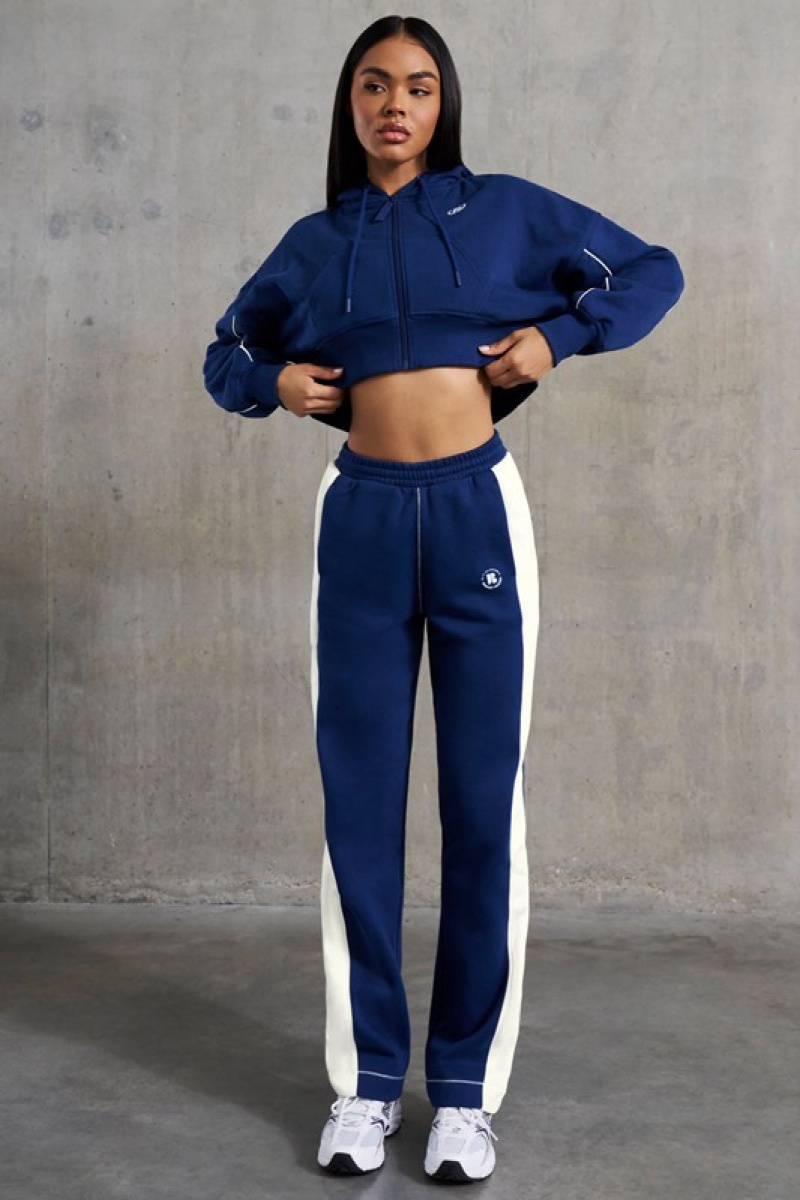 Navy Women's Bo And Tee Wide Leg Sweatpants | 67840-VBUC