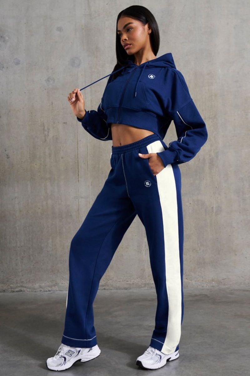 Navy Women's Bo And Tee Wide Leg Sweatpants | 67840-VBUC