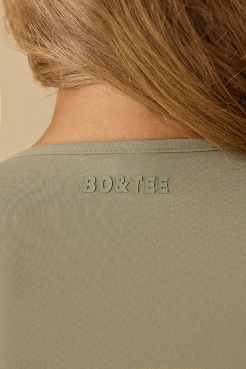 Olive Women's Bo And Tee Soft Active Long Sleeve Tops | 29037-CZTY