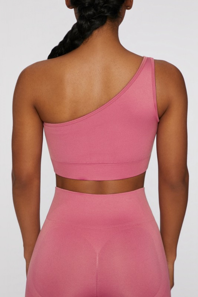 Pink Women's Bo And Tee Asymmetric Crop Tops | 59603-FXWZ