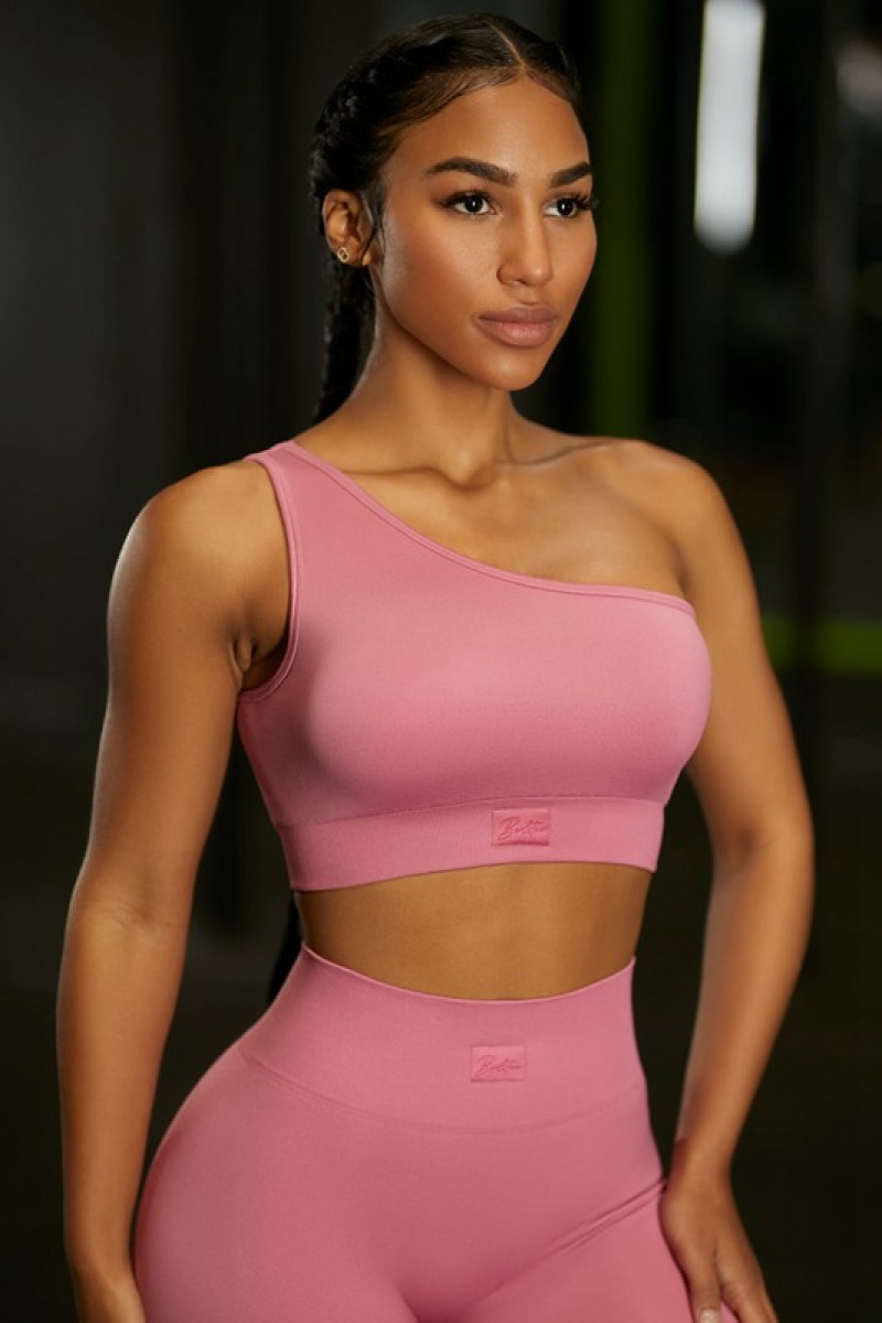 Pink Women\'s Bo And Tee Asymmetric Crop Tops | 59603-FXWZ