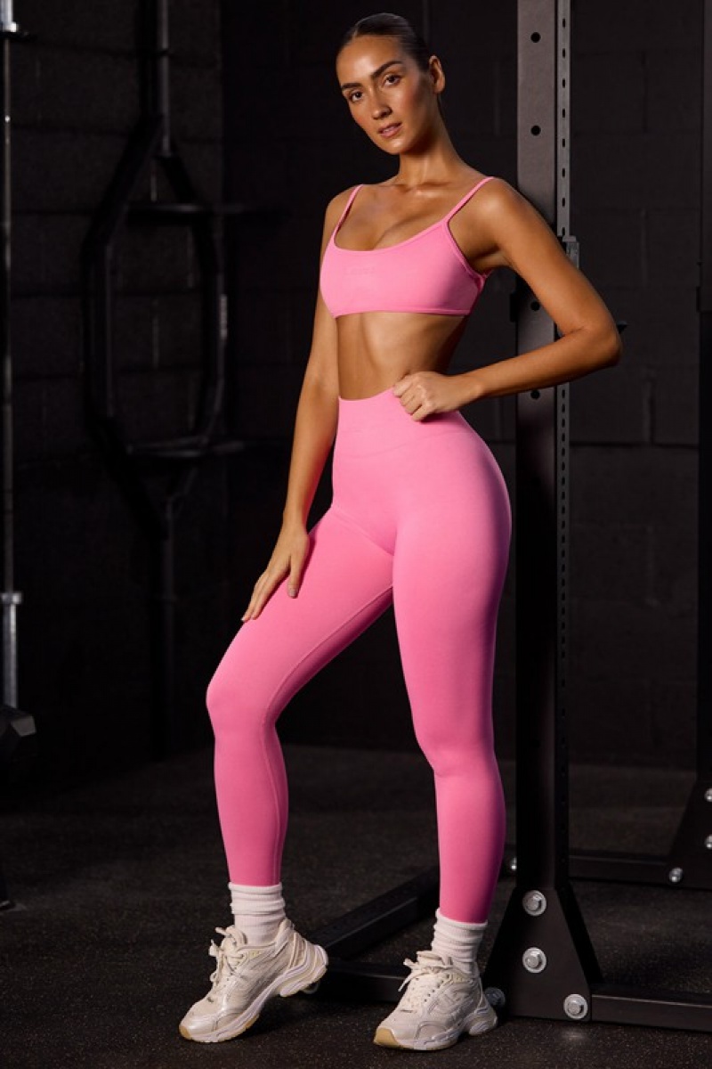 Pink Women's Bo And Tee Super Sculpt Seamless Full Length Leggings | 09865-CNJK