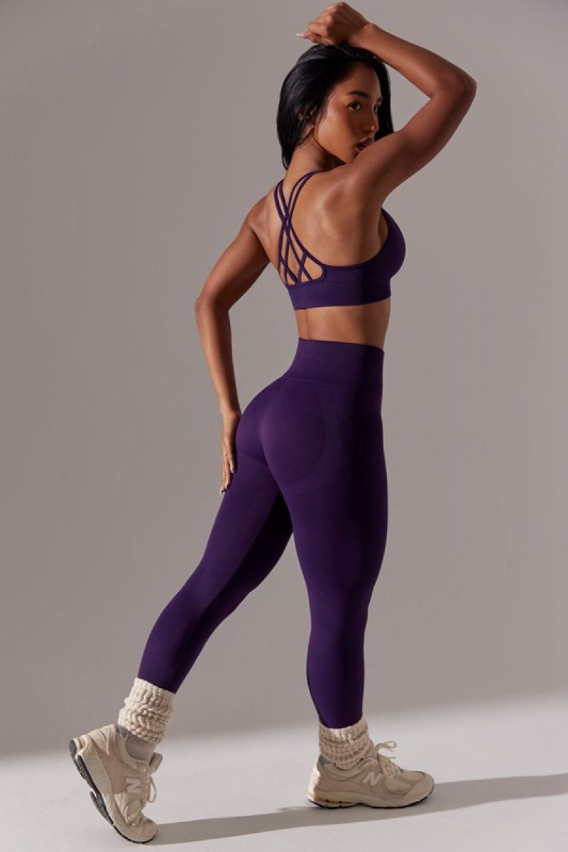 Purple Women's Bo And Tee High Waist Super Sculpt Leggings | 62951-BNOQ