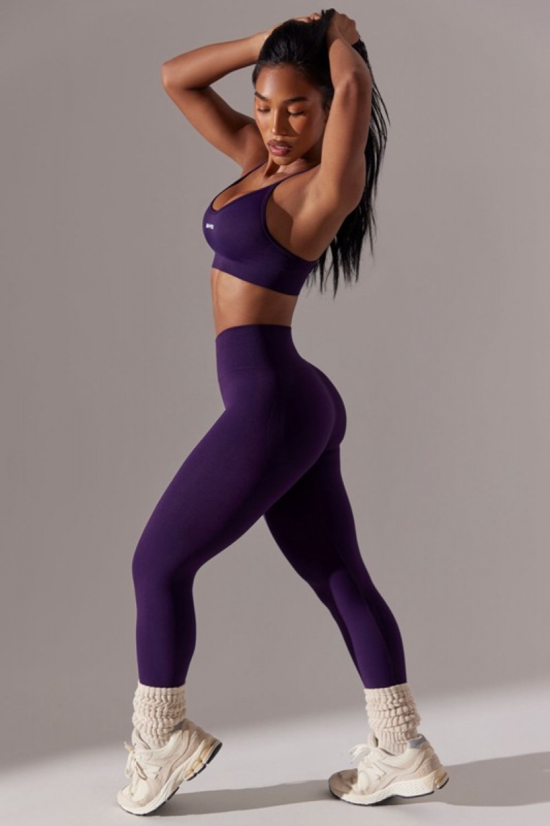 Purple Women\'s Bo And Tee High Waist Super Sculpt Leggings | 62951-BNOQ