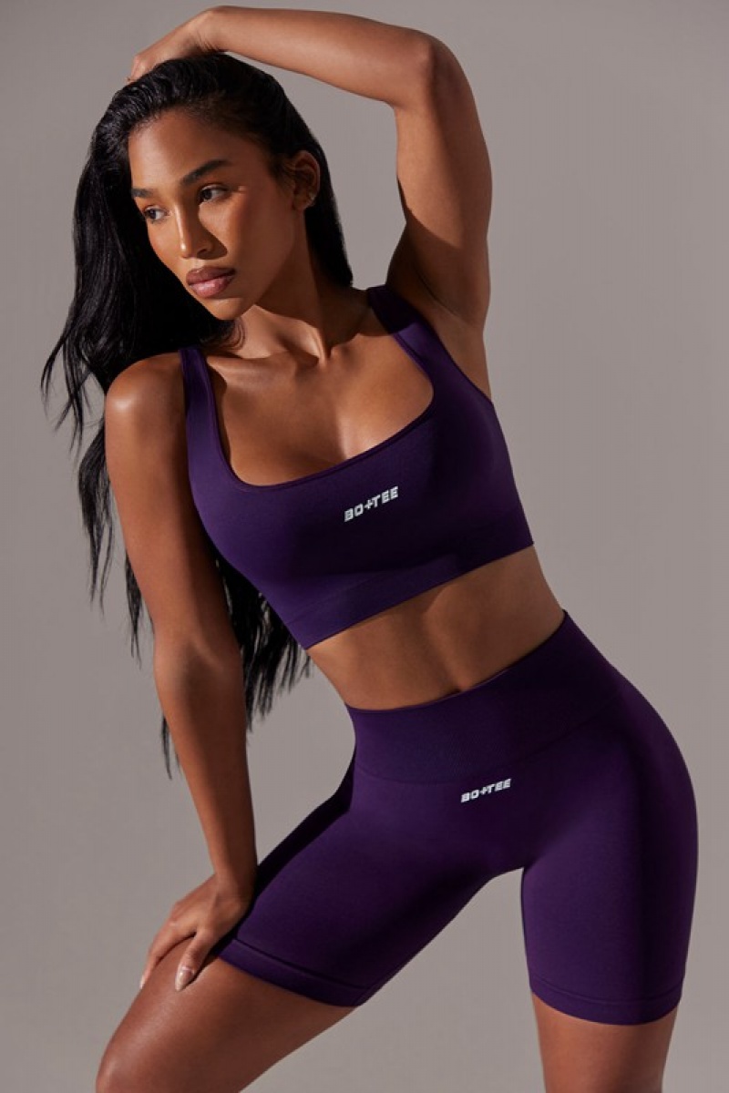 Purple Women's Bo And Tee High Waist Super Sculpt Biker Shorts | 12860-EDJZ