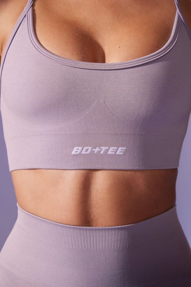 Purple Women's Bo And Tee Low Back Define Luxe Sports Bra | 64513-MKLW