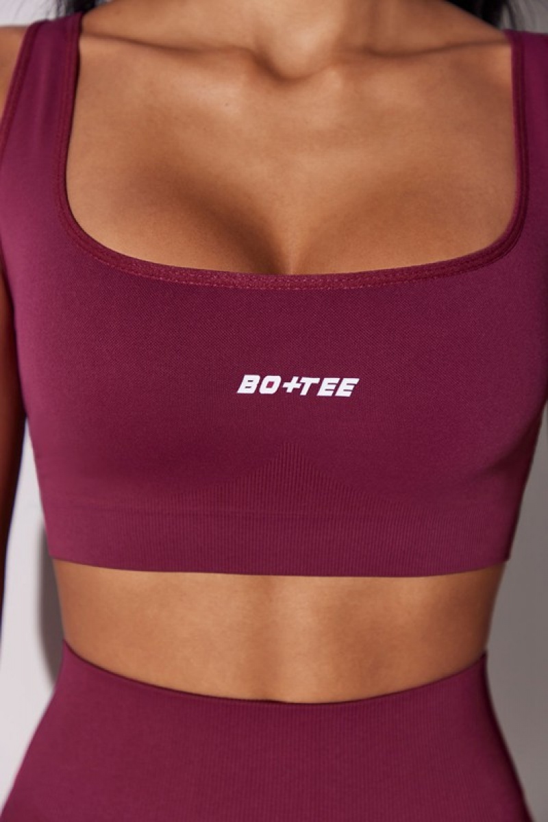 Purple Women's Bo And Tee Open Back Square Neck Sports Bra | 42079-KUHG