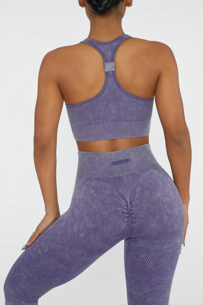 Purple Women's Bo And Tee Square Neck Sports Bra | 36158-MDYE