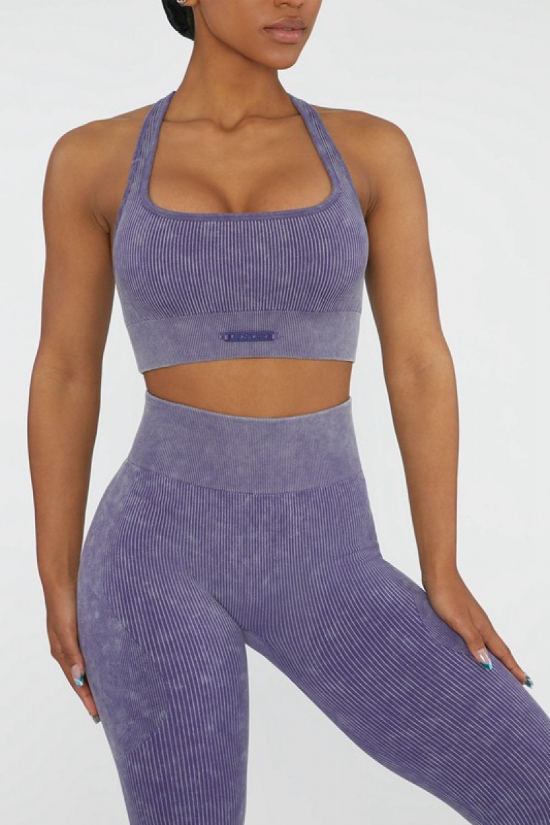 Purple Women's Bo And Tee Square Neck Sports Bra | 36158-MDYE