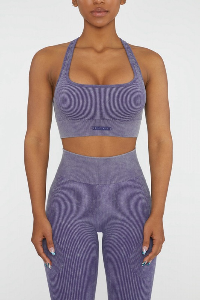 Purple Women's Bo And Tee Square Neck Sports Bra | 36158-MDYE