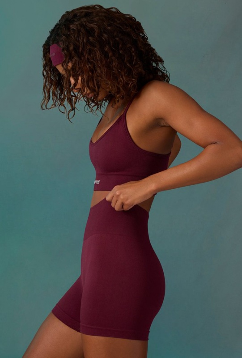 Purple Women's Bo And Tee Super Sculpt Seamless Mini Shorts | 20174-JBZQ