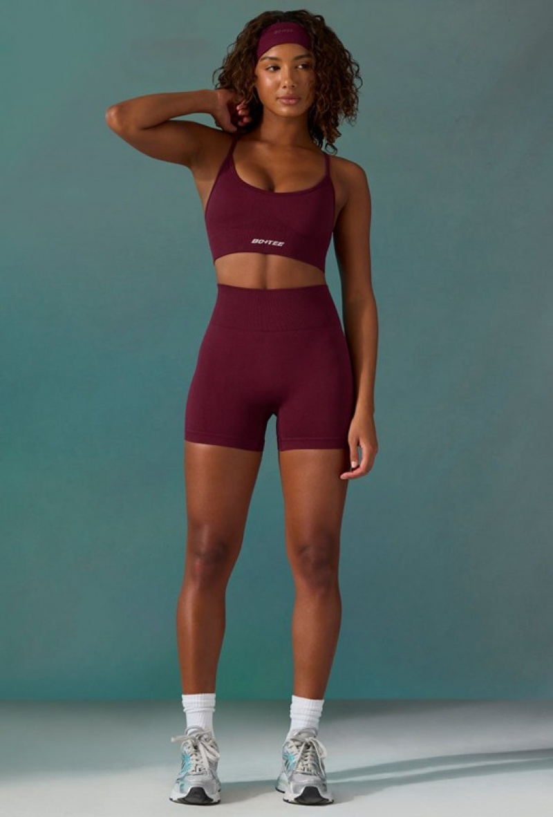 Purple Women's Bo And Tee Super Sculpt Seamless Mini Shorts | 20174-JBZQ