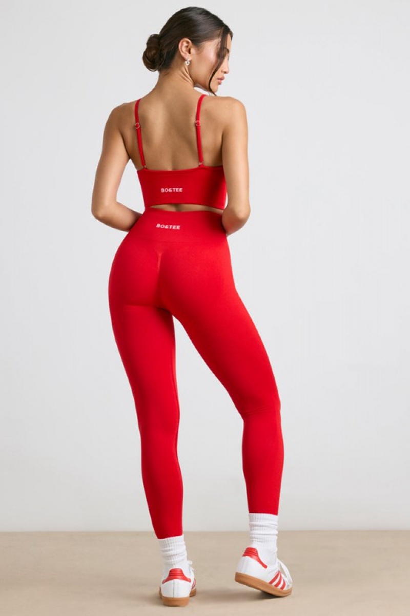 Red Women's Bo And Tee High-Waist Define Luxe Leggings | 68491-PZSJ