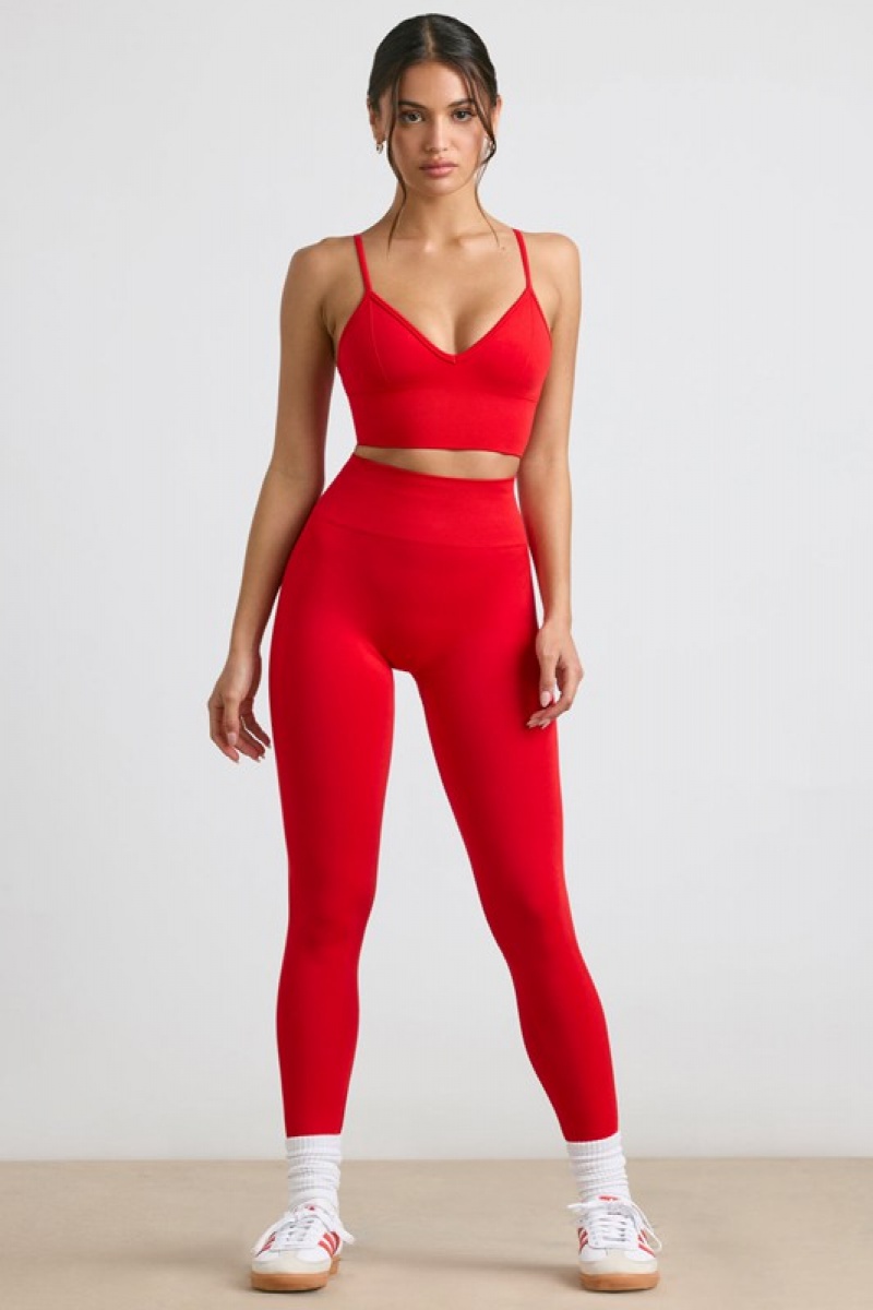 Red Women's Bo And Tee High-Waist Define Luxe Leggings | 68491-PZSJ