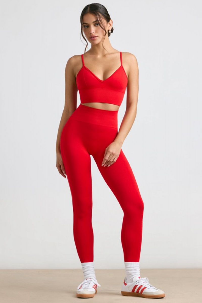 Red Women's Bo And Tee High-Waist Define Luxe Leggings | 68491-PZSJ