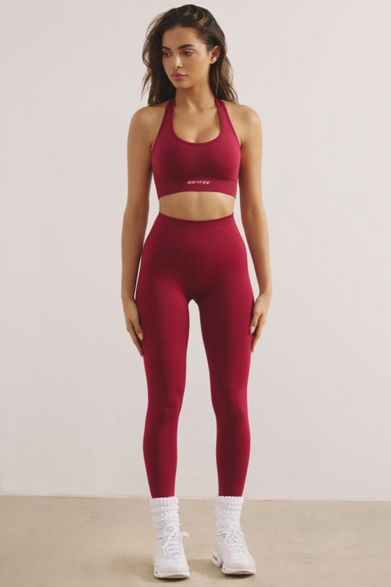 Red Women's Bo And Tee High Waist Define Luxe Leggings | 27813-OYJD