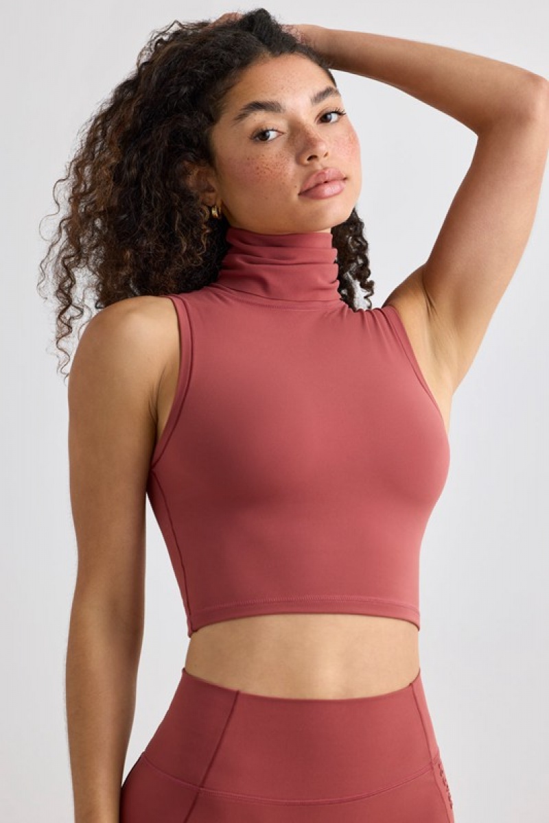 Red Women's Bo And Tee Soft Active Turtleneck Tank Top | 14358-YXIA