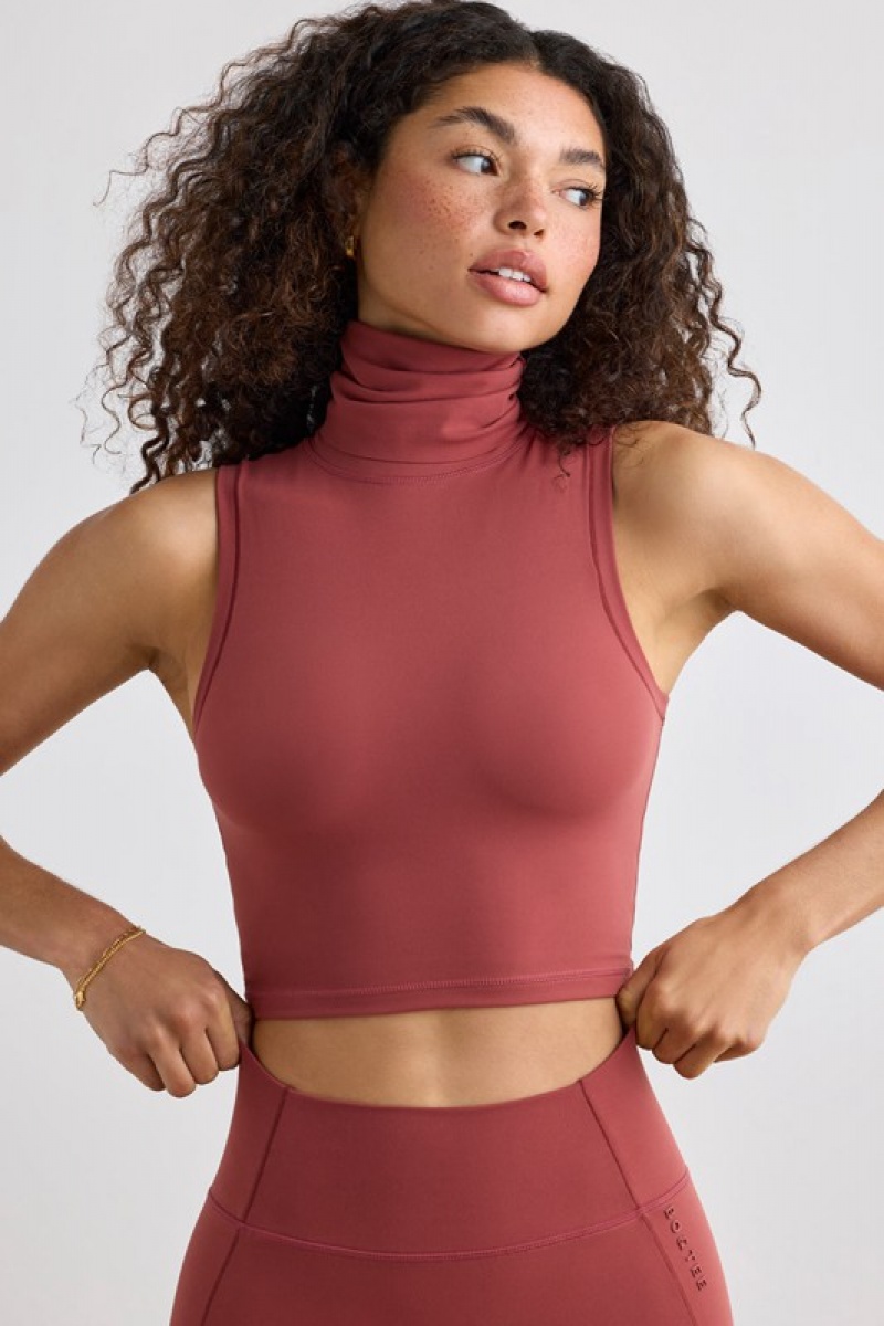 Red Women's Bo And Tee Soft Active Turtleneck Tank Top | 14358-YXIA