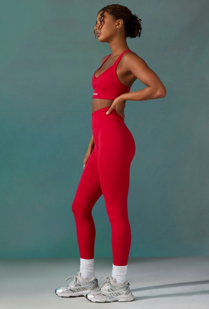 Red Women's Bo And Tee Super Sculpt Seamless Leggings | 65931-KGRJ