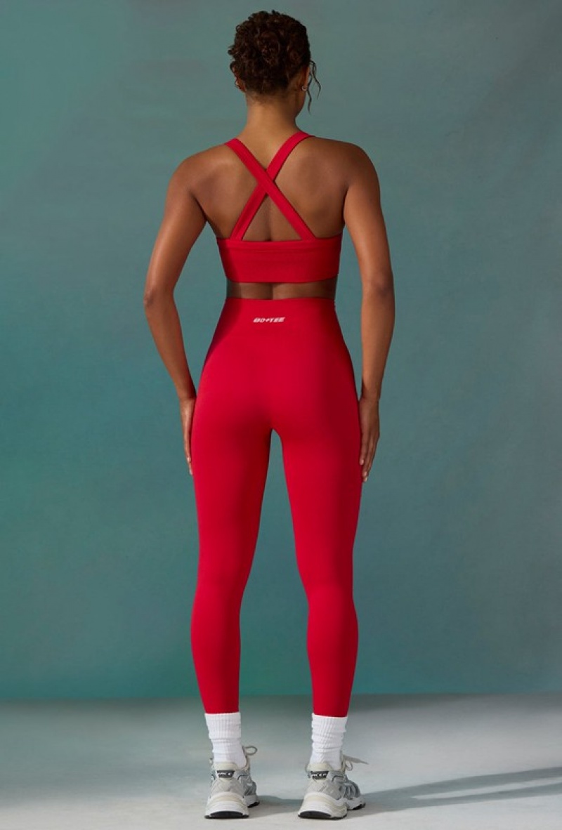 Red Women's Bo And Tee Super Sculpt Seamless Leggings | 65931-KGRJ