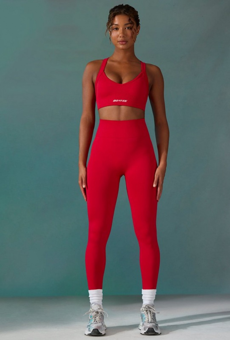 Red Women's Bo And Tee Super Sculpt Seamless Leggings | 65931-KGRJ