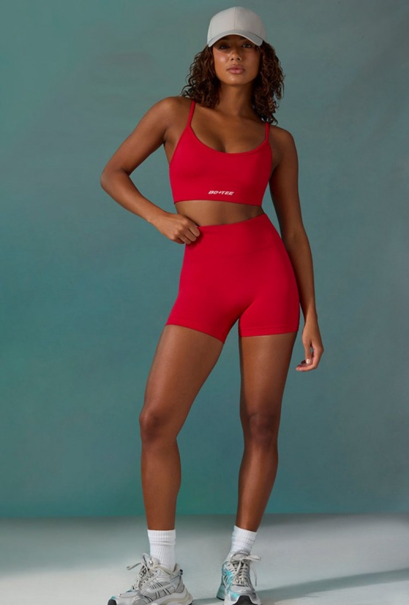 Red Women's Bo And Tee Super Sculpt Seamless Mini Shorts | 25831-COWL