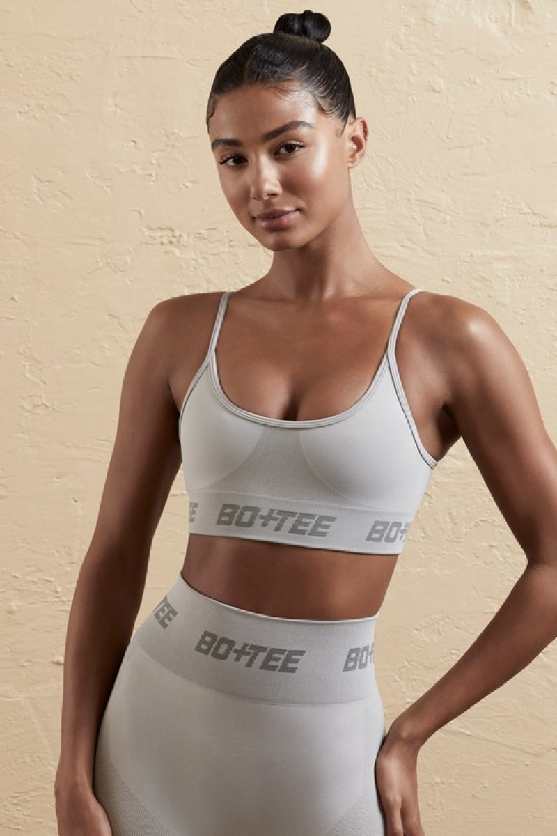 Silver Women's Bo And Tee Curved Neck Sports Bra | 37625-DTGI