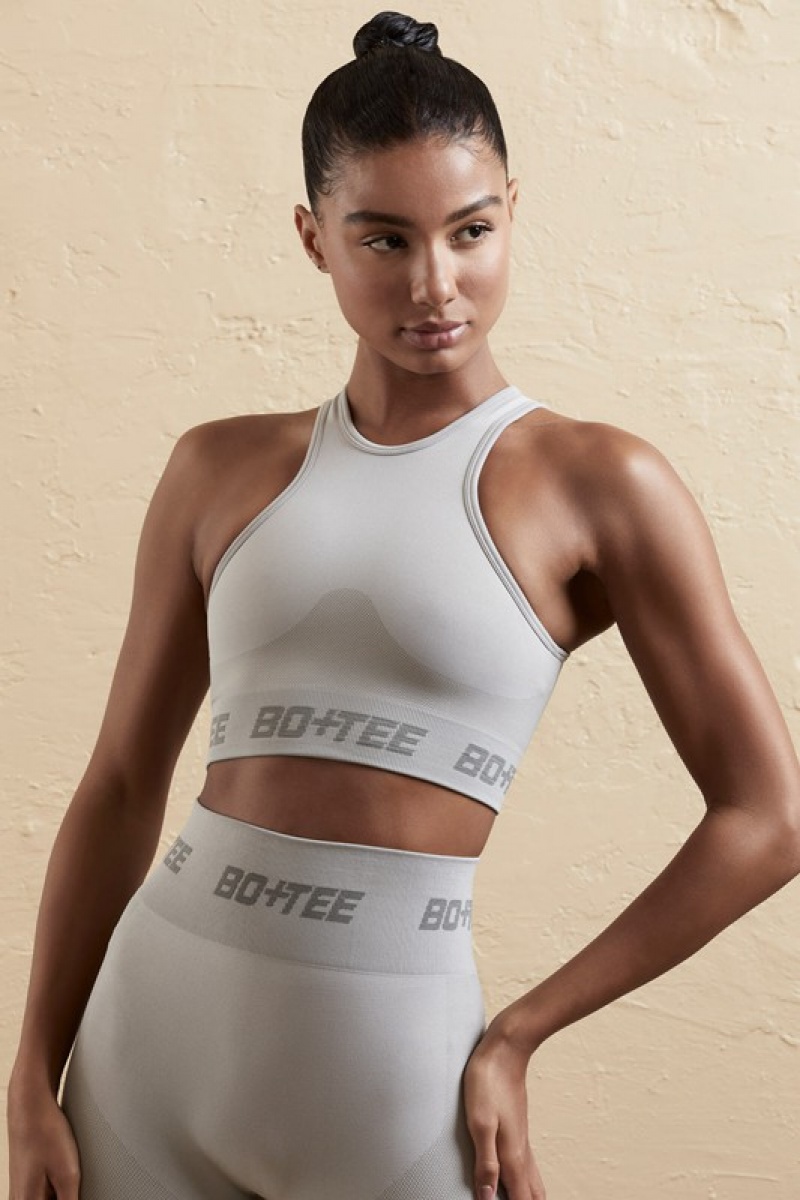 Silver Women's Bo And Tee Racerback Crop Tops | 23410-HKMT