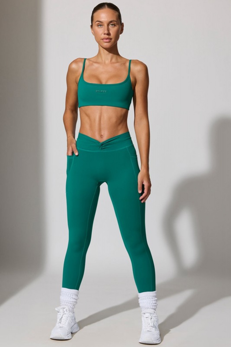 Turquoise Green Women's Bo And Tee Full Length with Pockets Leggings | 70625-LPKH