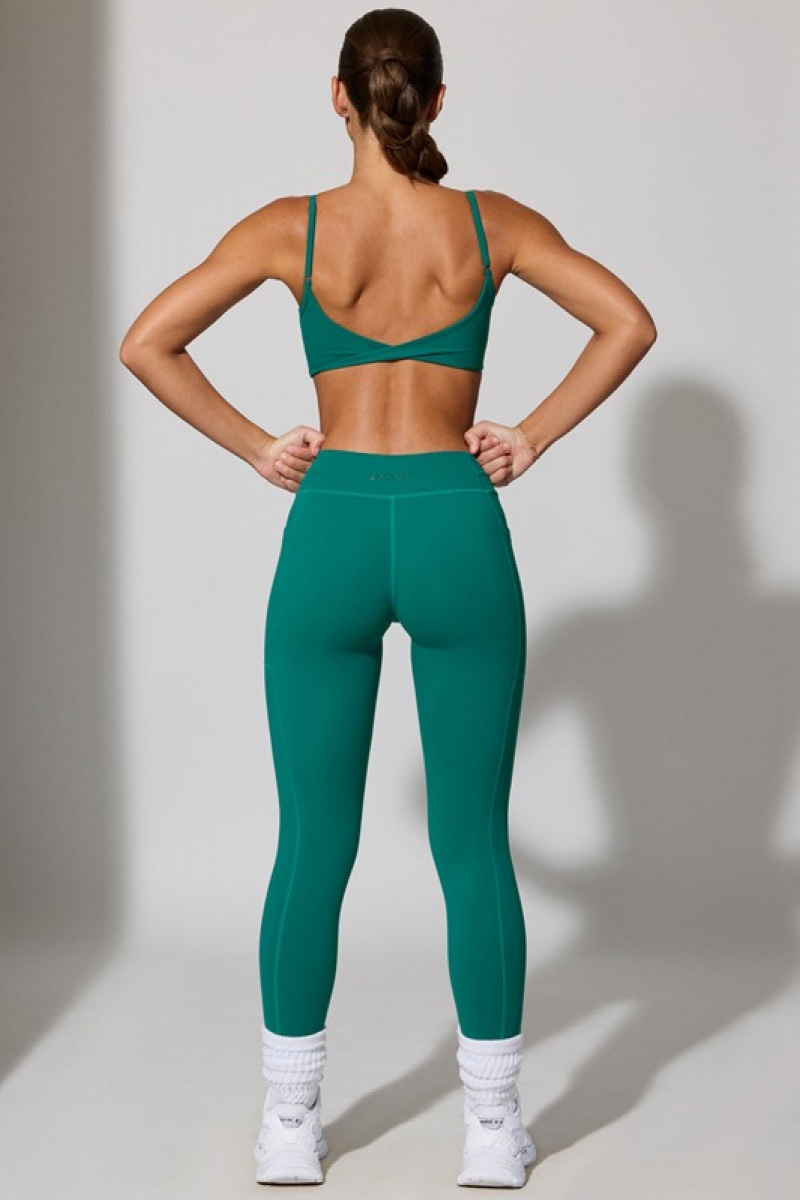 Turquoise Green Women's Bo And Tee Full Length with Pockets Leggings | 70625-LPKH