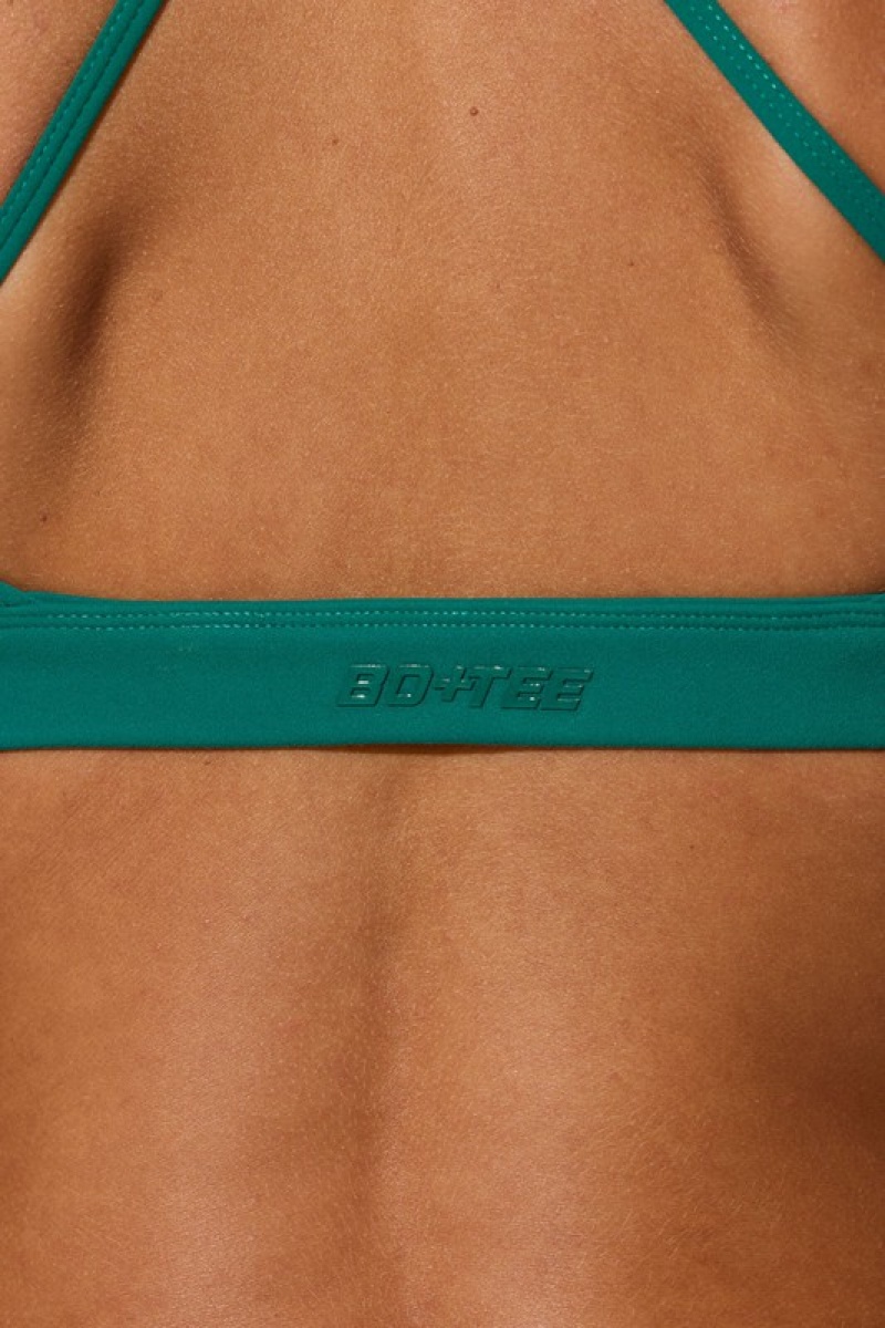 Turquoise Green Women's Bo And Tee Multiway Twist Front Sports Bra | 30576-CUNO