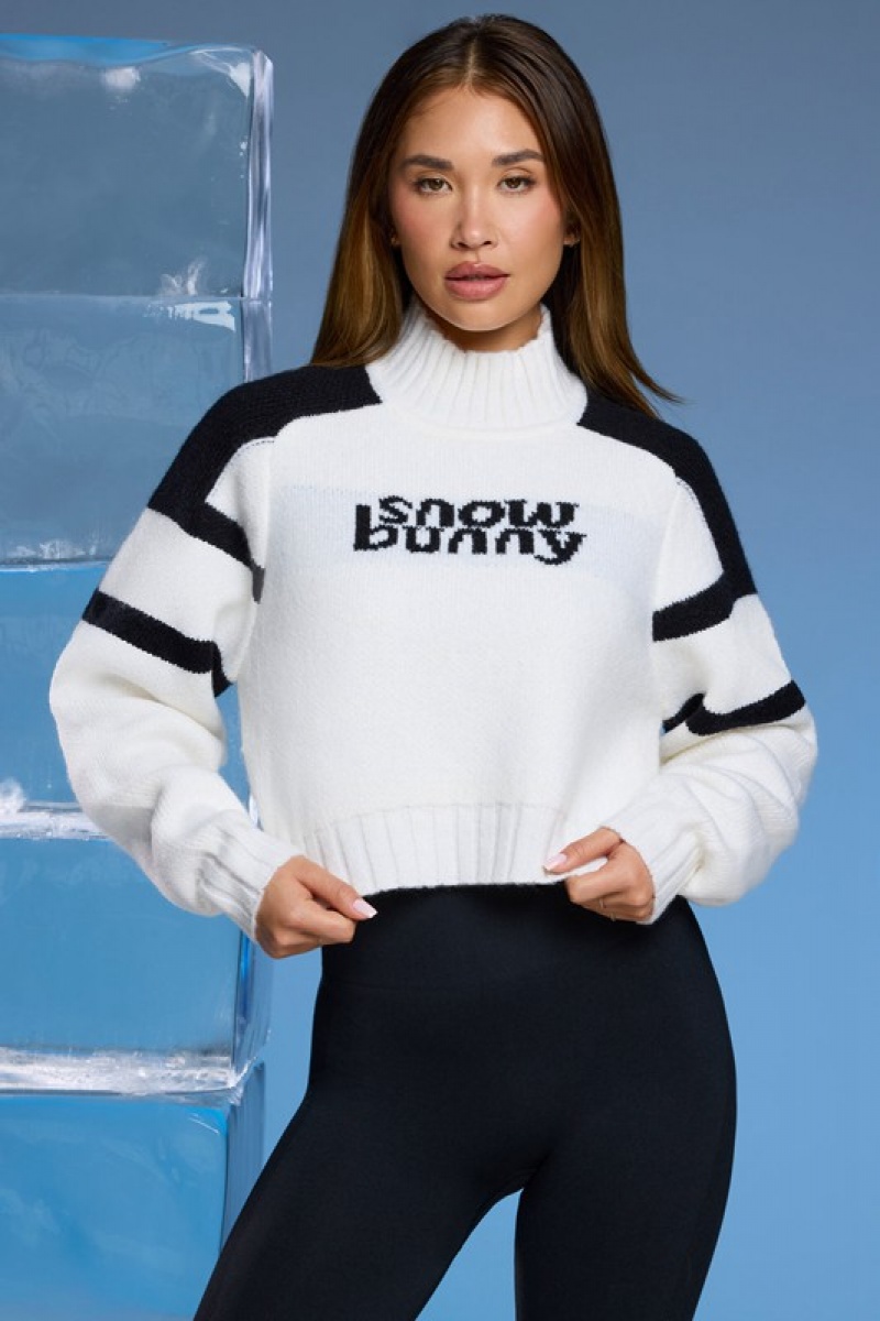 White Women's Bo And Tee Chunky Knit Cropped Jumper | 87320-LBZV