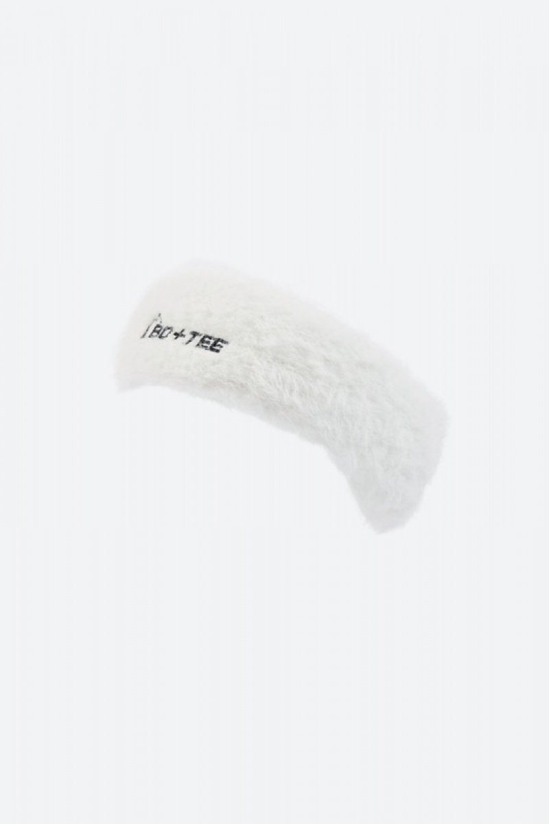 White Women's Bo And Tee Faux Fur Headband | 19586-QMED