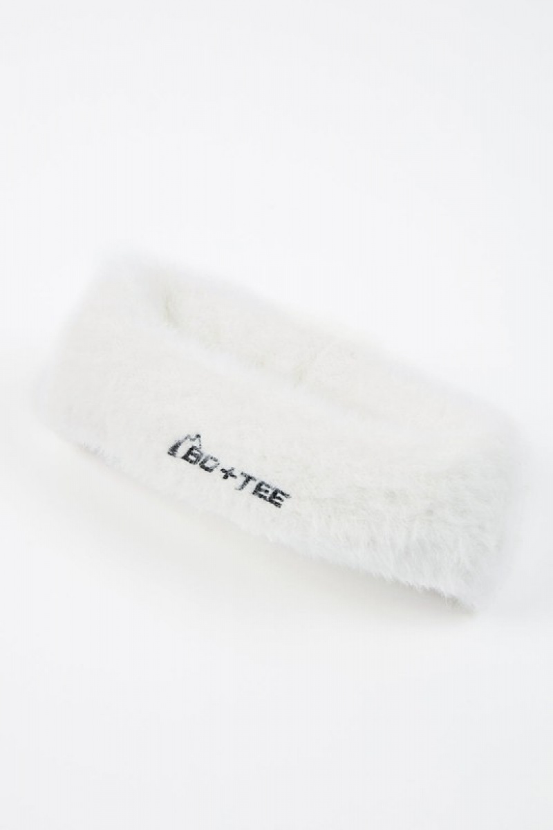 White Women's Bo And Tee Faux Fur Headband | 19586-QMED