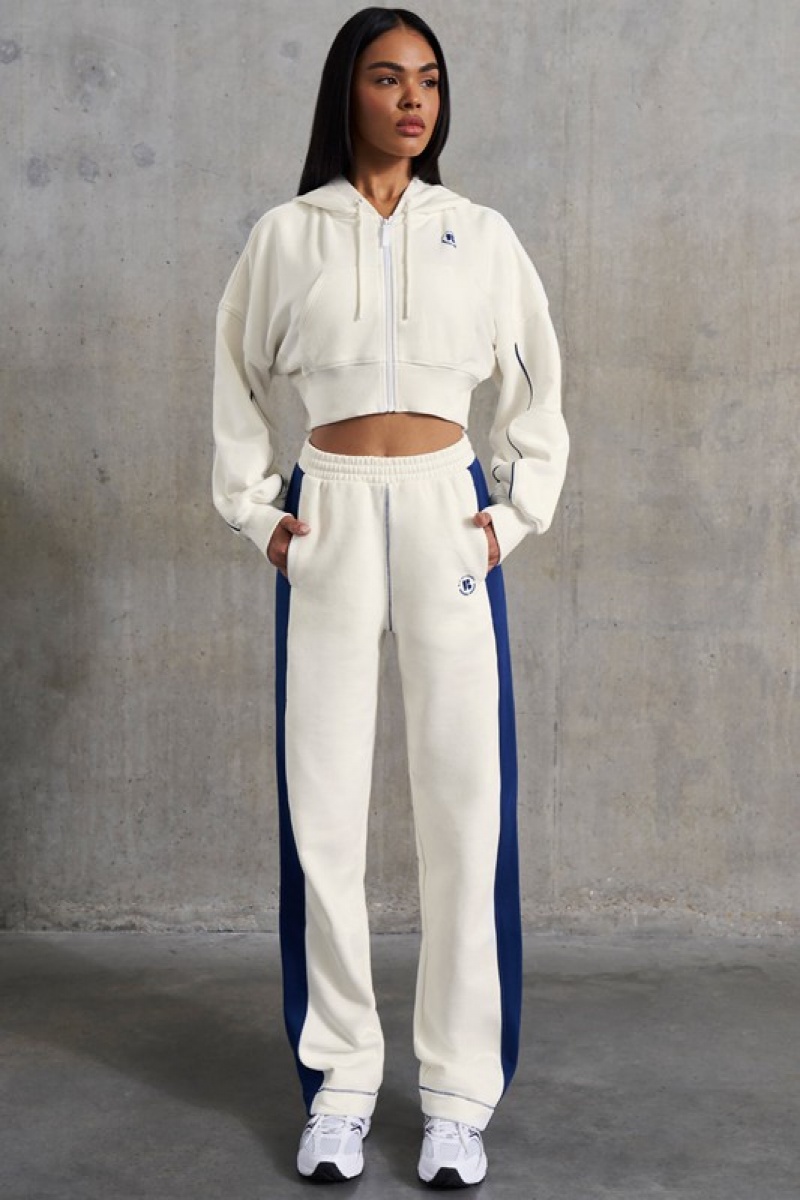 White Women's Bo And Tee Petite Wide Leg Sweatpants | 34950-FYLQ