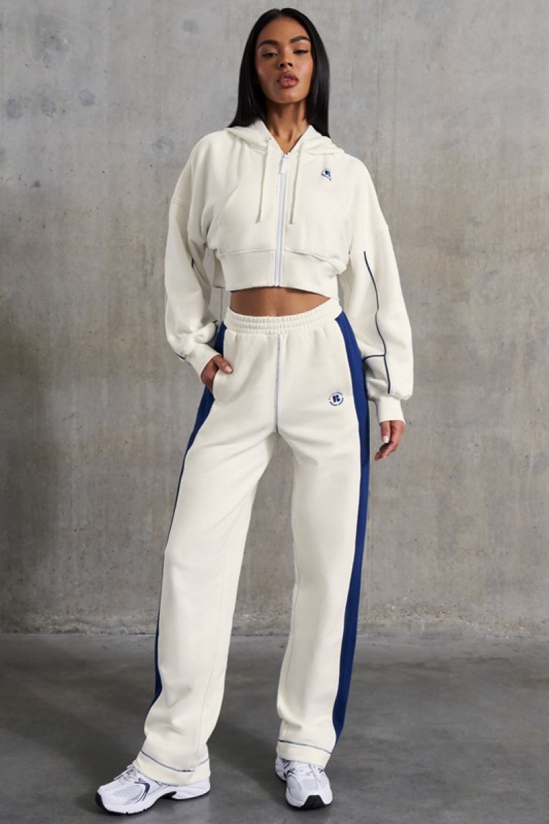 White Women's Bo And Tee Petite Wide Leg Sweatpants | 34950-FYLQ