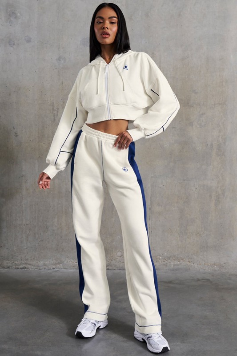 White Women's Bo And Tee Petite Wide Leg Sweatpants | 34950-FYLQ