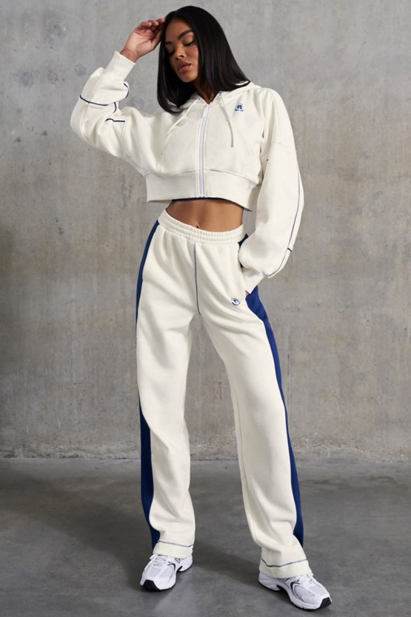 White Women's Bo And Tee Petite Wide Leg Sweatpants | 34950-FYLQ