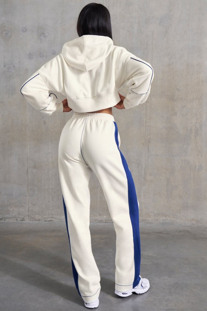 White Women's Bo And Tee Petite Wide Leg Sweatpants | 34950-FYLQ