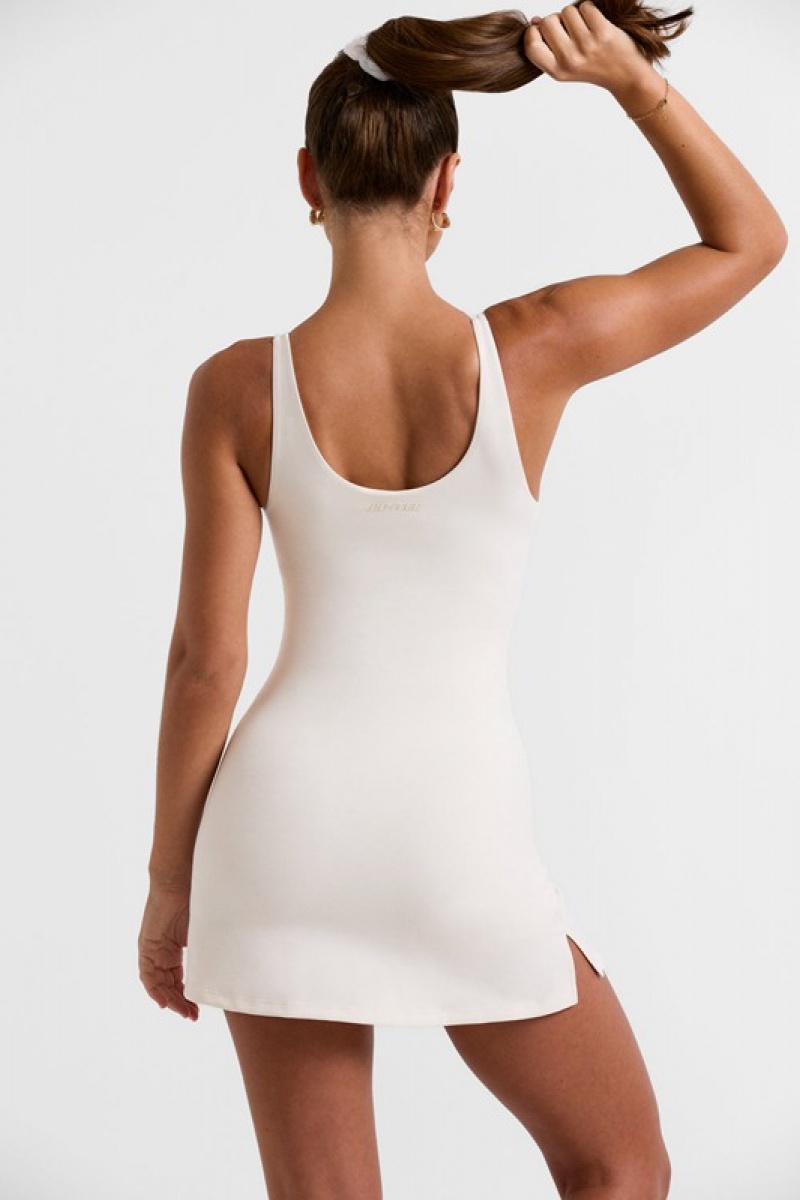 White Women's Bo And Tee Scoop Neckline Tennis Dress | 46890-TSPJ