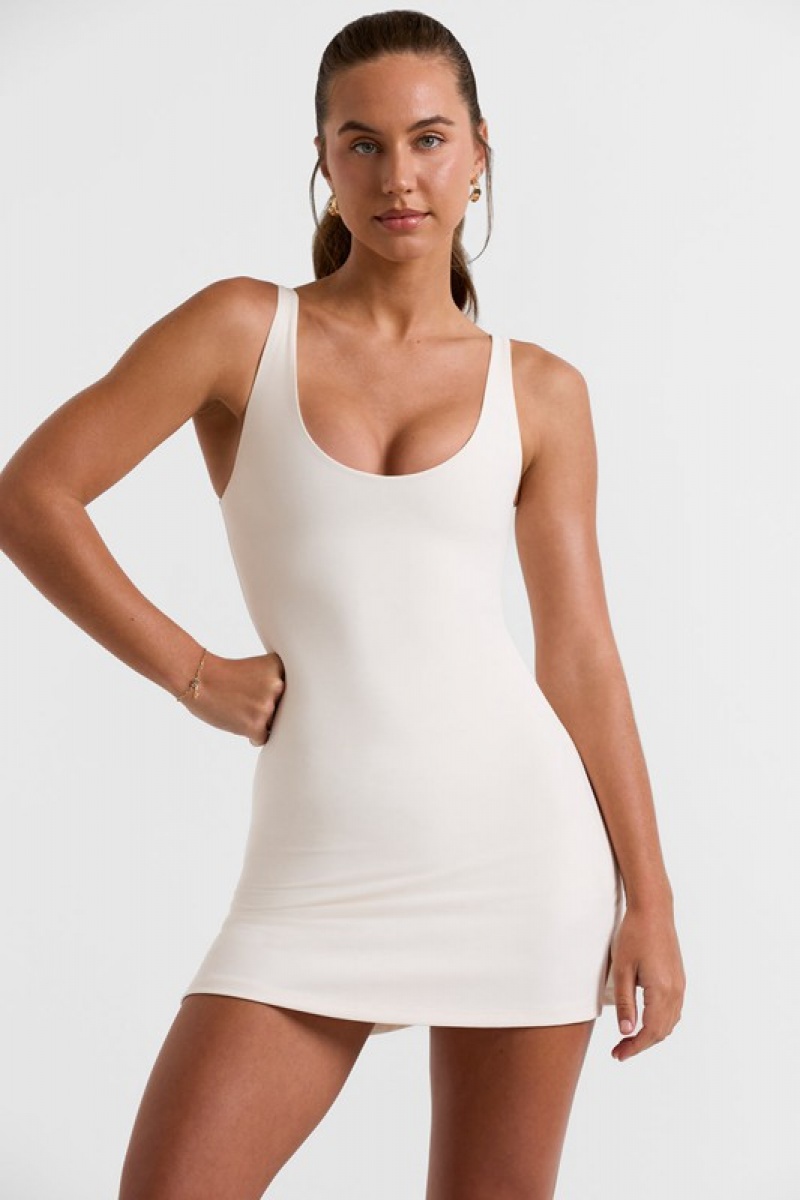 White Women's Bo And Tee Scoop Neckline Tennis Dress | 46890-TSPJ