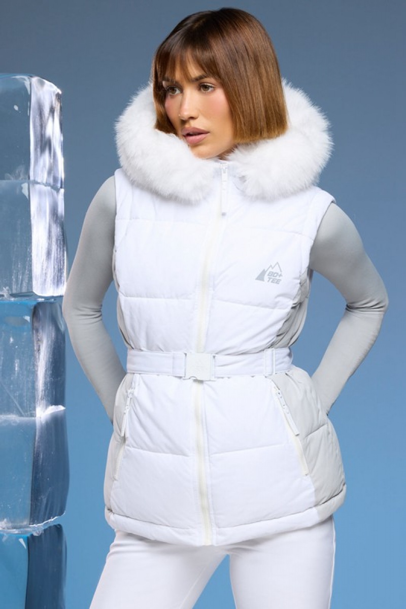 White Women's Bo And Tee Ski Jacket with Detachable Sleeves Jackets | 35108-AGDH