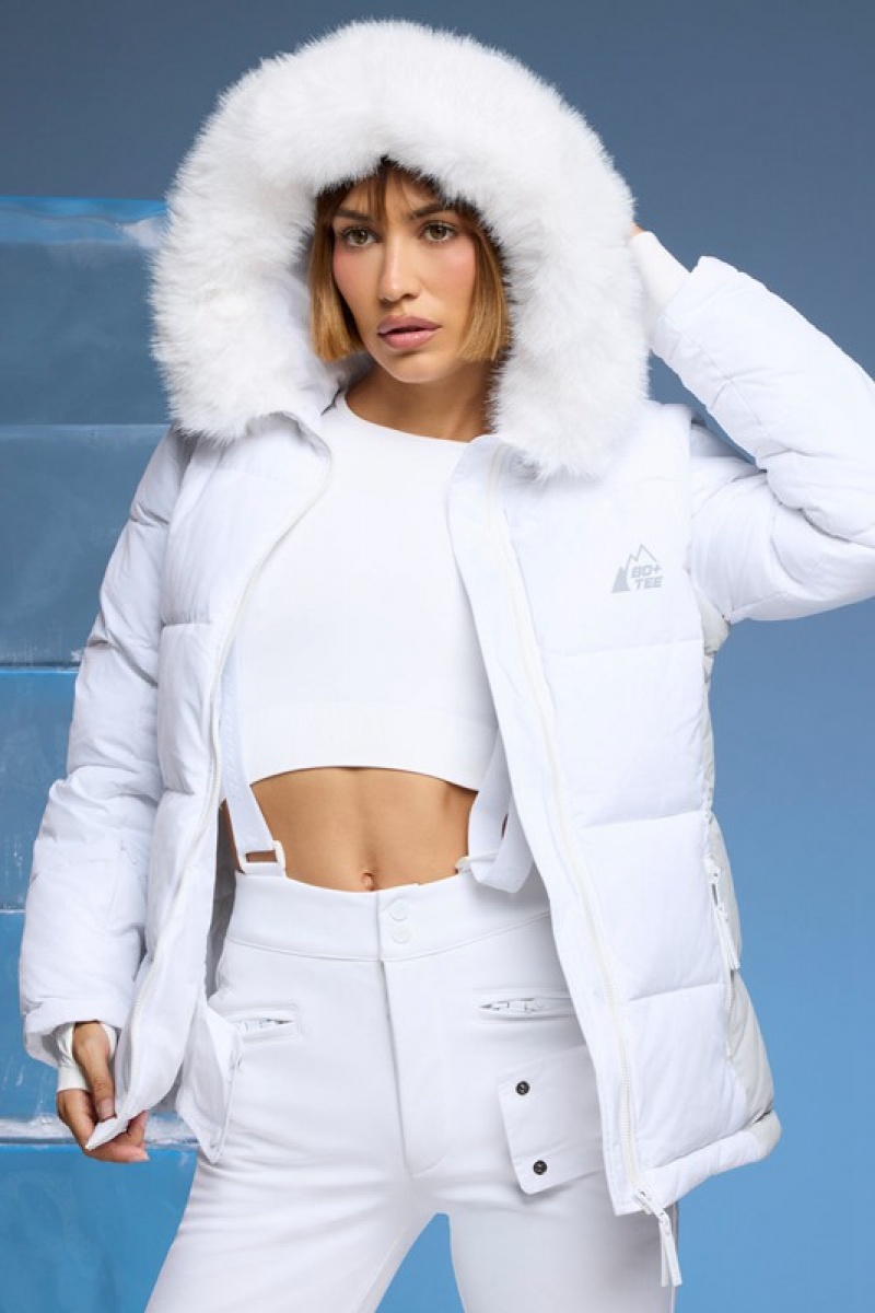 White Women's Bo And Tee Ski Jacket with Detachable Sleeves Jackets | 35108-AGDH