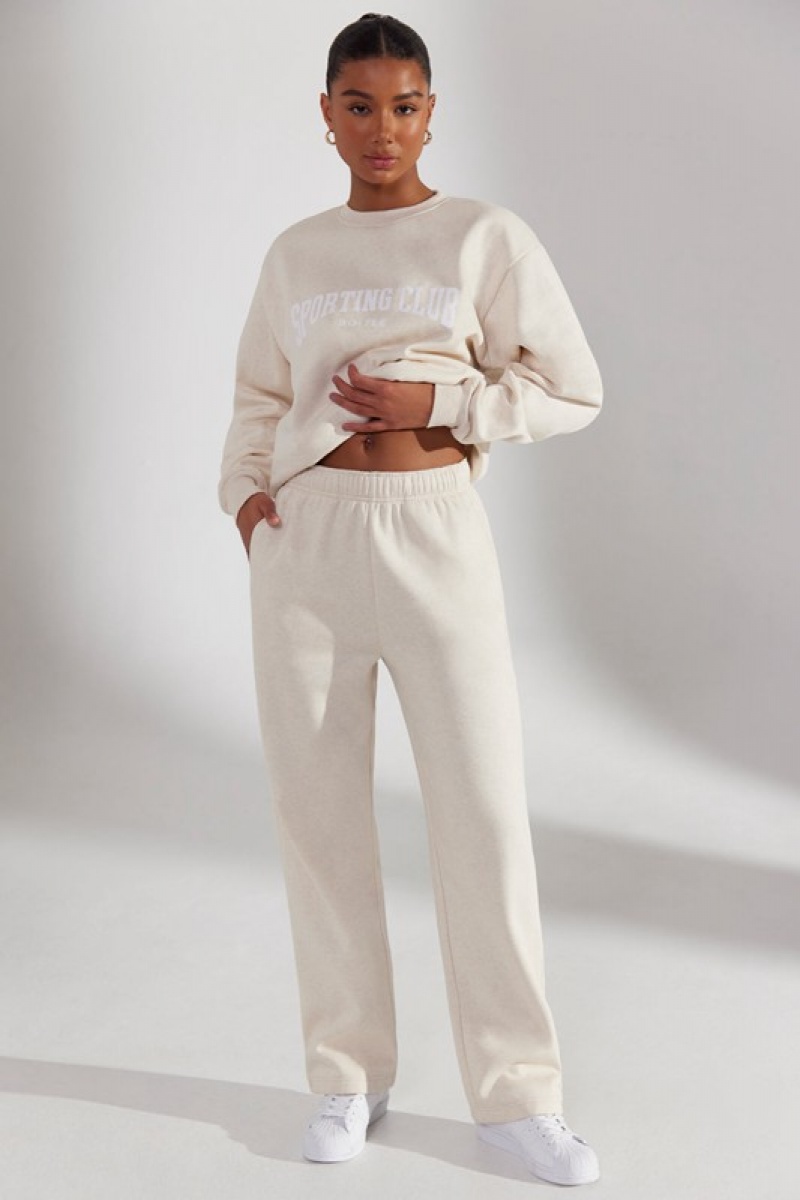 White Women's Bo And Tee Wide Leg Joggers | 43602-JNKV